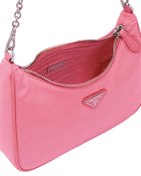 prada re-edition 2005 nylon shoulder bag pink|Prada re edition ruched.